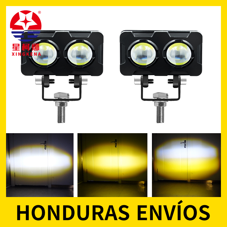 Lámpara de trabajo antiniebla LED de 2 lentes, haz focal de dos colores para accesorios de motorcycle