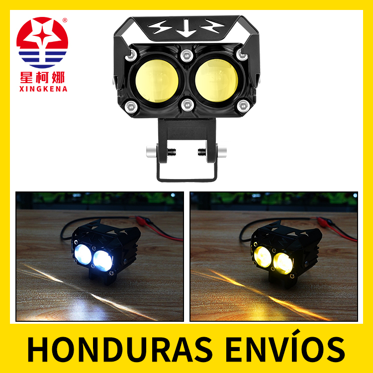 Luz de conducción LED de dos colores, mini foco LED, faro LED para motocicleta, luz láser, lámpara de trabajo auxiliar