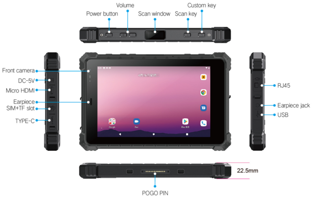 8" Android 13 OS Rugged Tablet with MTK8781 CPU