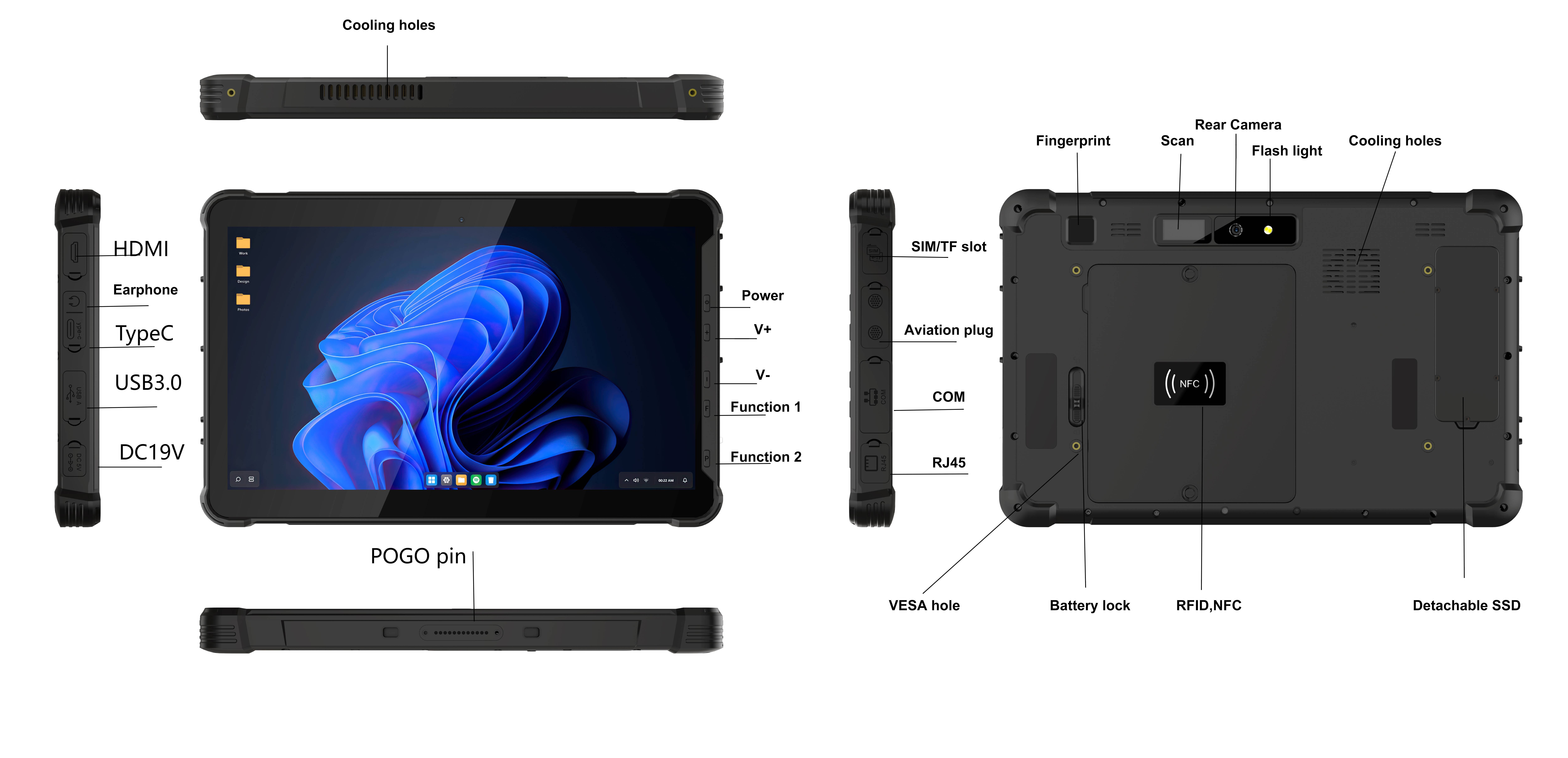12" 12th i5 1235U Windows Rugged Tablet