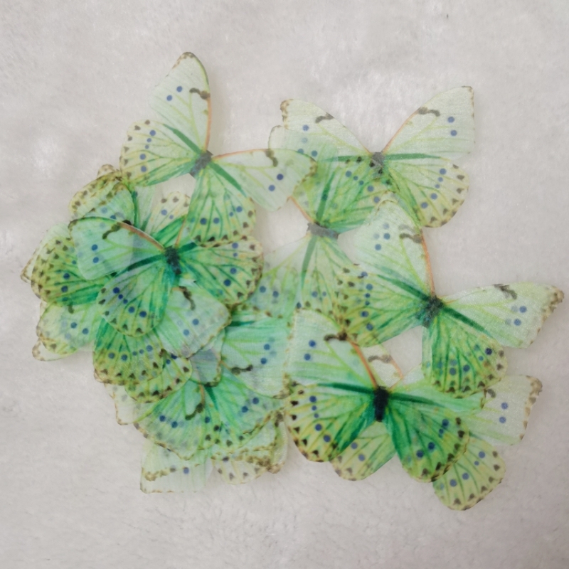 Organza Fabric Silk Butterfly Wings, Half Transparent Lace Butterfly Applique,Lace Butterfly Pieces