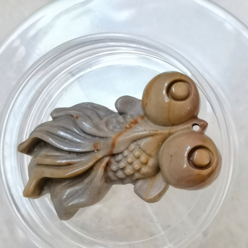 Natural Ocean Jasper Pendant,Gemstone Pendant Goldfish Pendant,Jewelry Gift for her