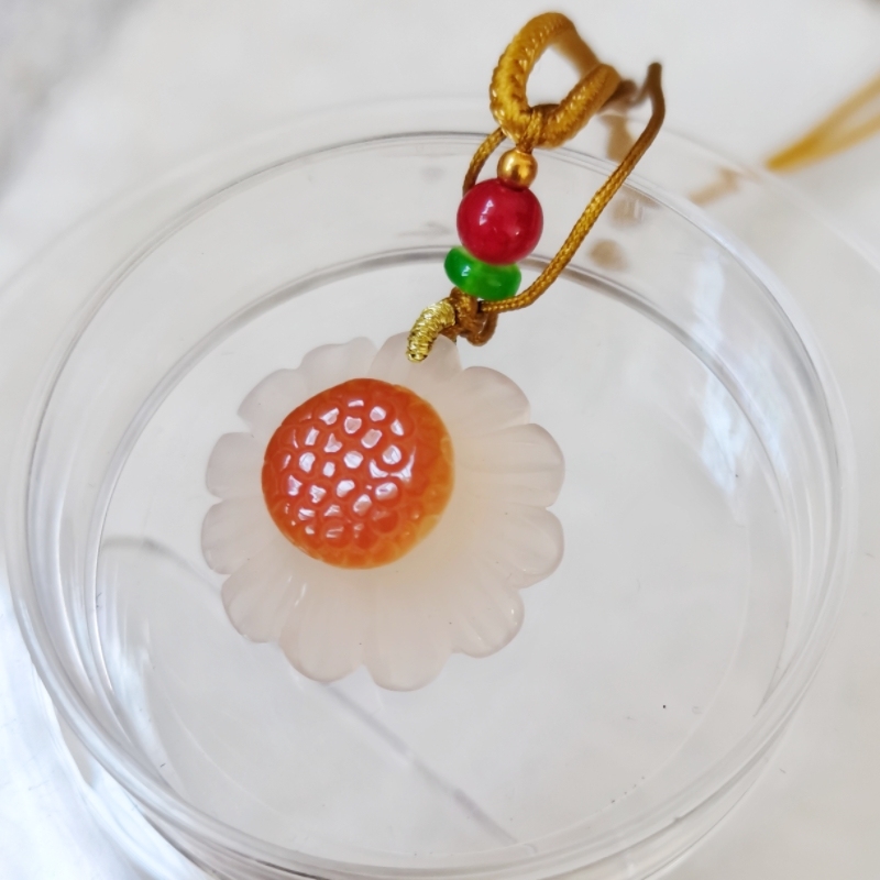 Candy Agate Daisy Flower Pendant,Natural Agate Gemstone Necklace Jewelry Gift for her