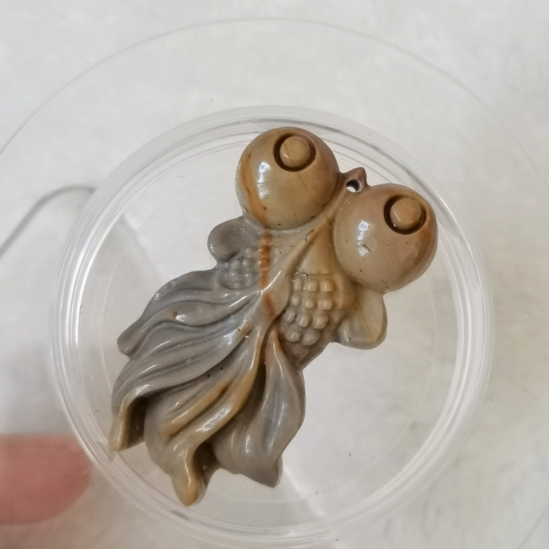 Natural Ocean Jasper Pendant,Gemstone Pendant Goldfish Pendant,Jewelry Gift for her