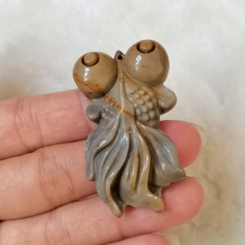 Natural Ocean Jasper Pendant,Gemstone Pendant Goldfish Pendant,Jewelry Gift for her