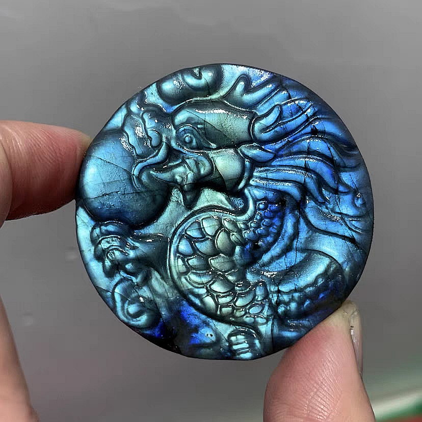 Blue Labradorite Pendant With Dragon Carved ,Natural Gemstone For Jewelry Design