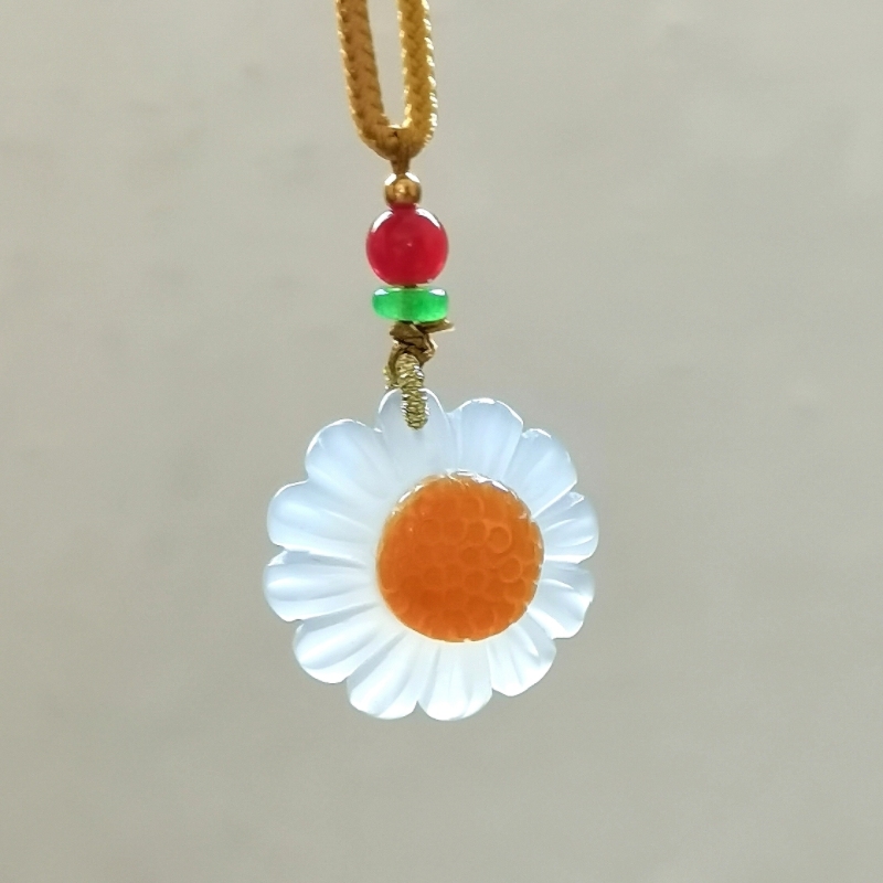 Candy Agate Daisy Flower Pendant,Natural Agate Gemstone Necklace Jewelry Gift for her