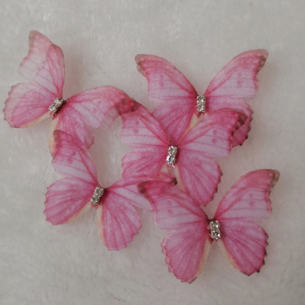 3D Butterfly Wings. Double Layer Organza Butterfly Wings With CZ For Jewelry / Costumes / bag / Art Crafts -10 Pieces In Lots!