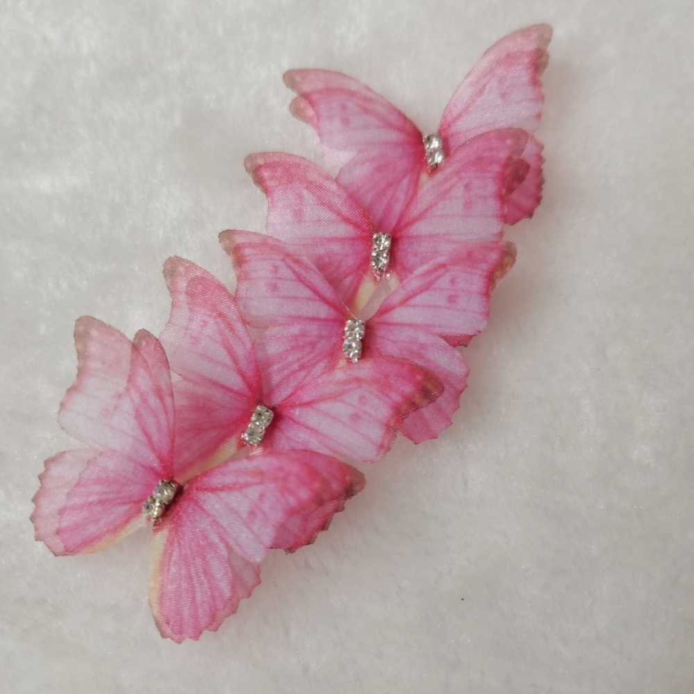 3D Butterfly Wings. Double Layer Organza Butterfly Wings With CZ For Jewelry / Costumes / bag / Art Crafts -10 Pieces In Lots!