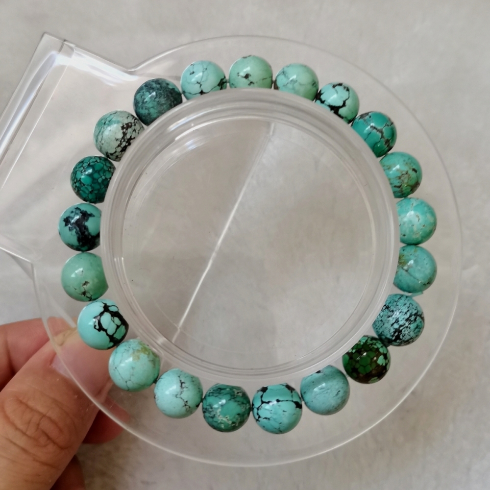 Natural Turquoise Bracelet, Green Turquoise Gemstone Bracelet,Luxury Bracelet For Women,Girl Bracelet ,Gift for Her-10mm