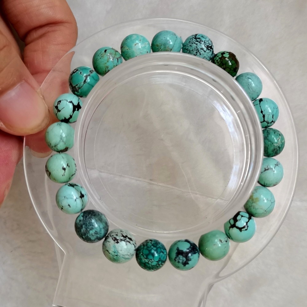 Natural Turquoise Bracelet, Green Turquoise Gemstone Bracelet,Luxury Bracelet For Women,Girl Bracelet ,Gift for Her-10mm
