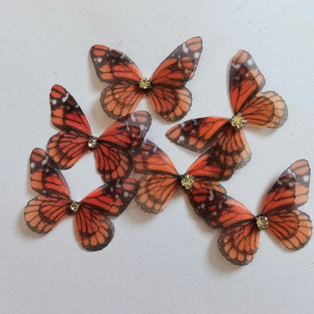 3D Butterfly Wings. Double Layer Organza Butterfly Wings With CZ For Jewelry / Costumes Sewing / Butterfly jewelry /Doll Making Butterfly-10 Pieces In Lots!