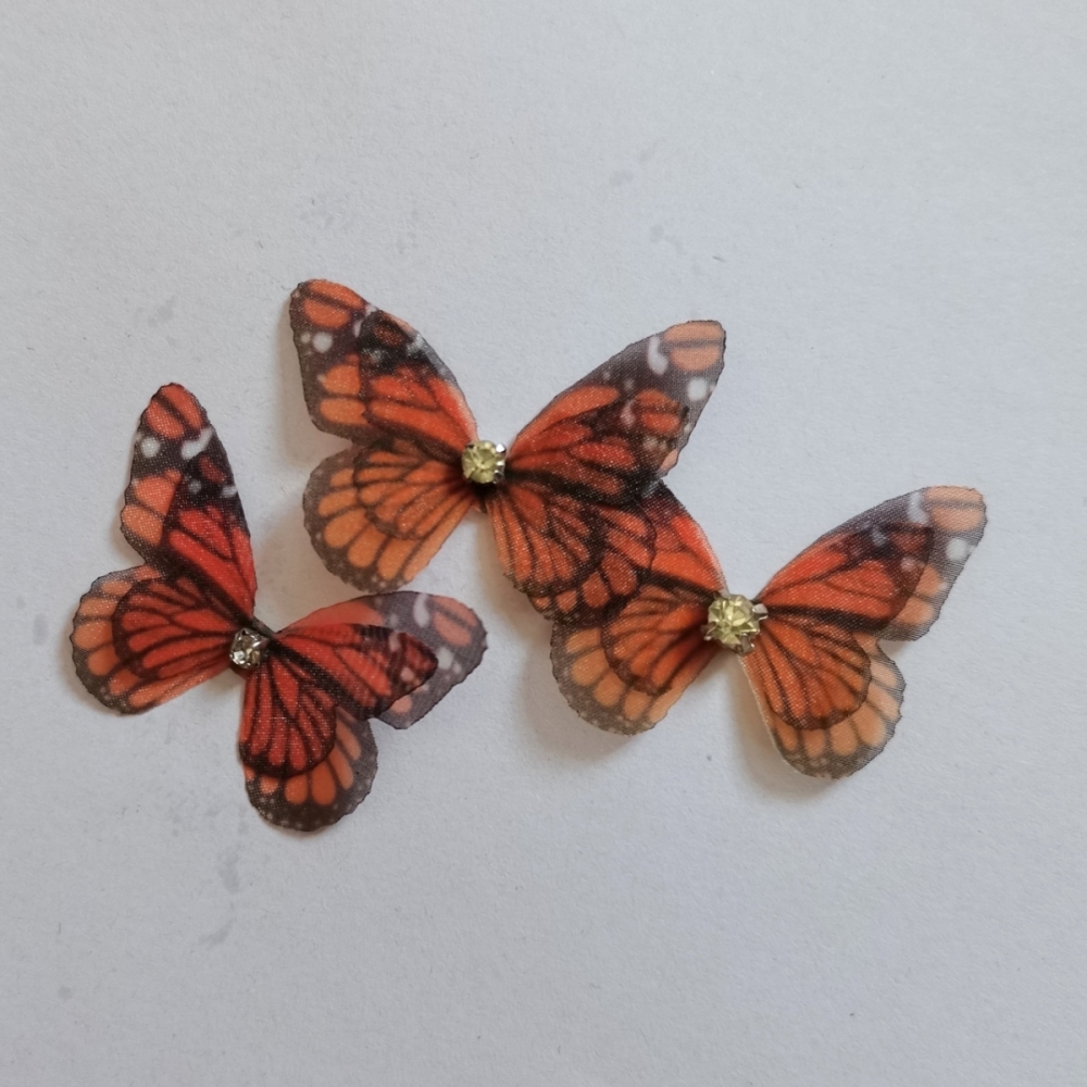 3D Butterfly Wings. Double Layer Organza Butterfly Wings With CZ For Jewelry / Costumes Sewing / Butterfly jewelry /Doll Making Butterfly-10 Pieces In Lots!