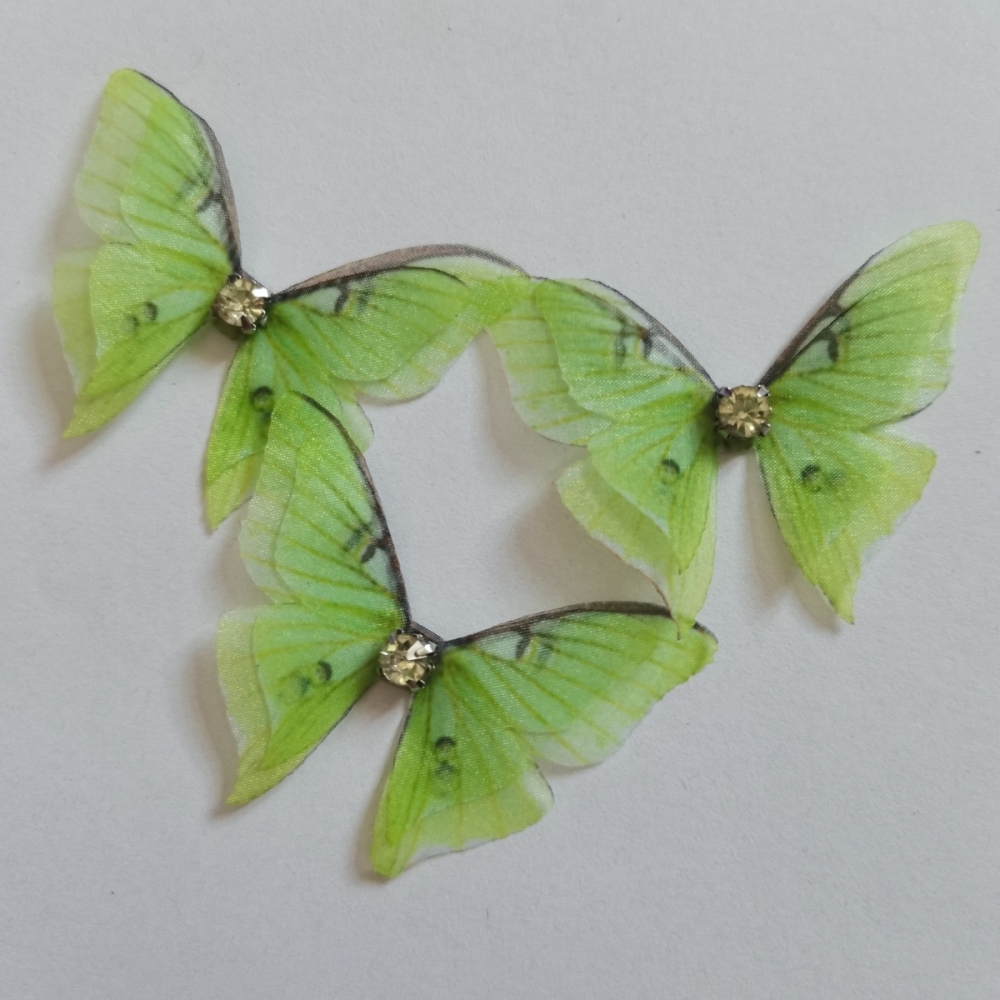 3D Butterfly Wings. Double Layer Organza Butterfly Wings With CZ , Lace Butterfly For Jewelry / Costumes / bag / Art Crafts -10 Pieces In Lots!