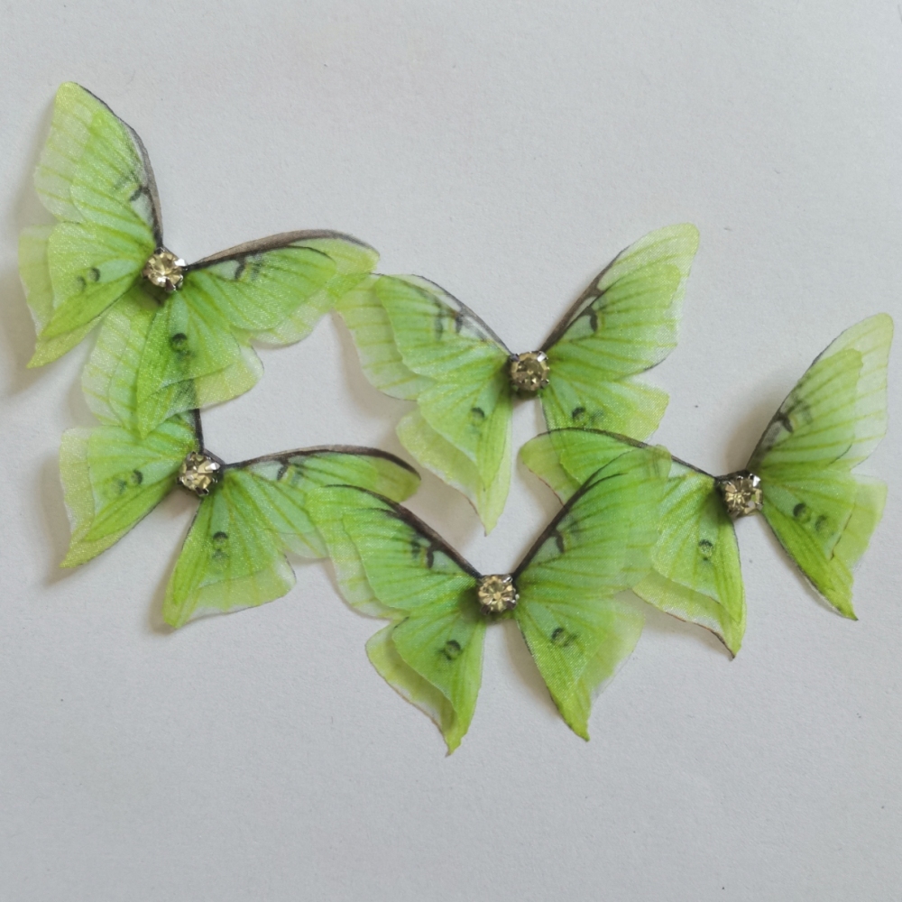 3D Butterfly Wings. Double Layer Organza Butterfly Wings With CZ , Lace Butterfly For Jewelry / Costumes / bag / Art Crafts -10 Pieces In Lots!