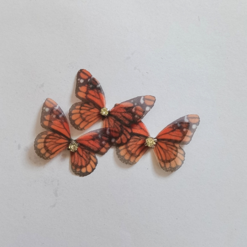 3D Butterfly Wings. Double Layer Organza Butterfly Wings With CZ For Jewelry / Costumes Sewing / Butterfly jewelry /Doll Making Butterfly-10 Pieces In Lots!