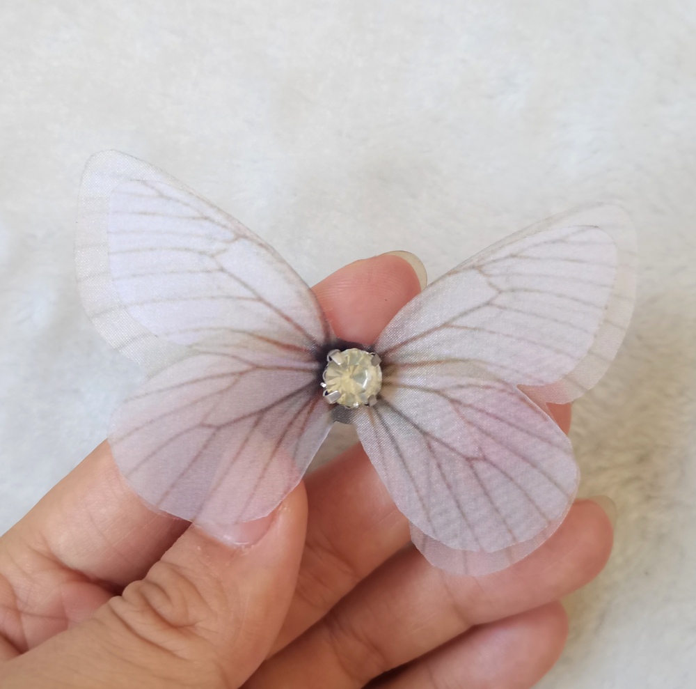 3D Butterfly Wings. Double Layer Organza Butterfly Wings With CZ , Lace Butterfly For Jewelry / Costumes / bag / Art Crafts -10 Pieces In Lots!