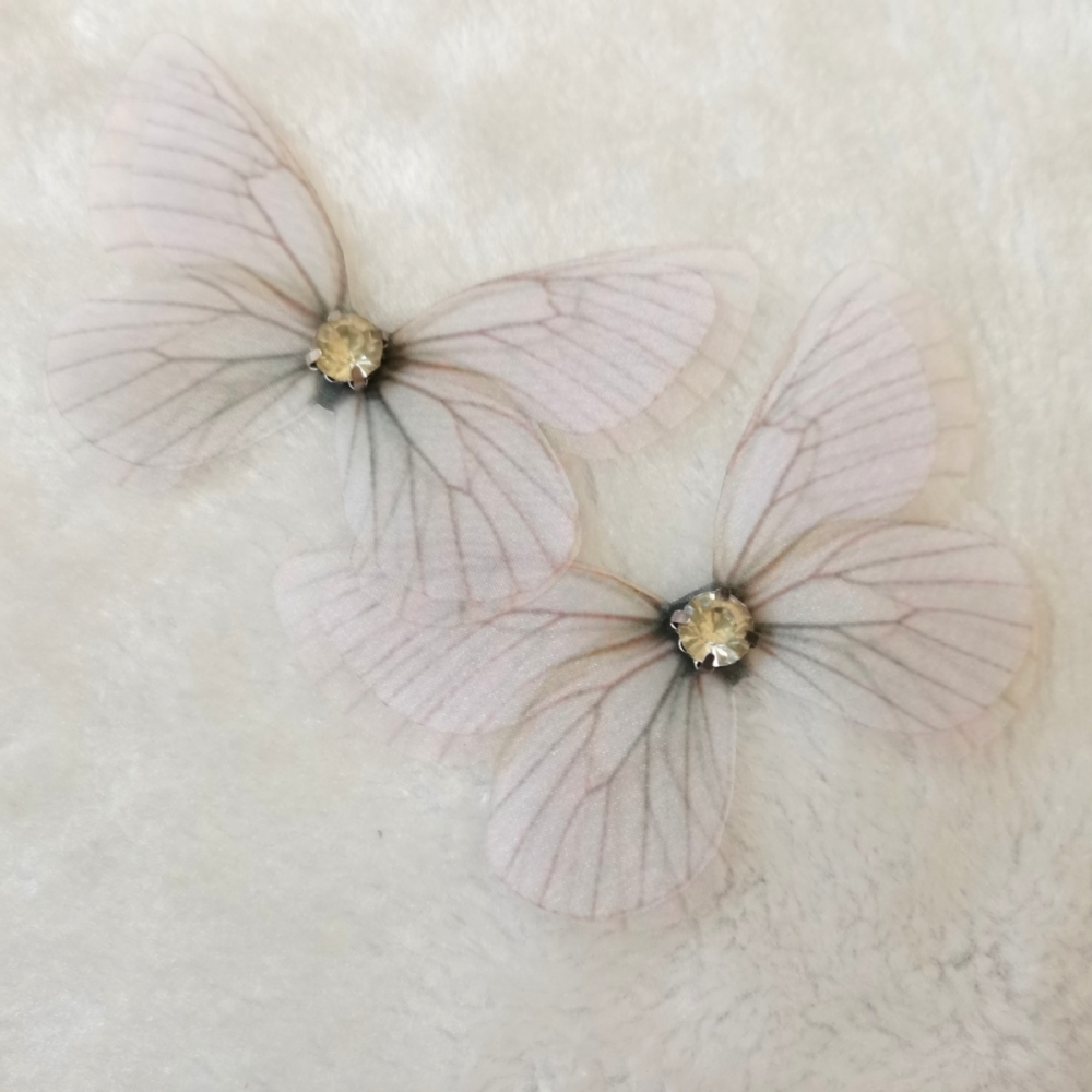 3D Butterfly Wings. Double Layer Organza Butterfly Wings With CZ , Lace Butterfly For Jewelry / Costumes / bag / Art Crafts -10 Pieces In Lots!