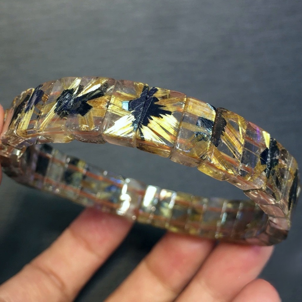 Titanuim Quartz Bracelet,Clear Rultilated Quartz Gemstone Bracelet For Women,Healing gemstone bracelet gift