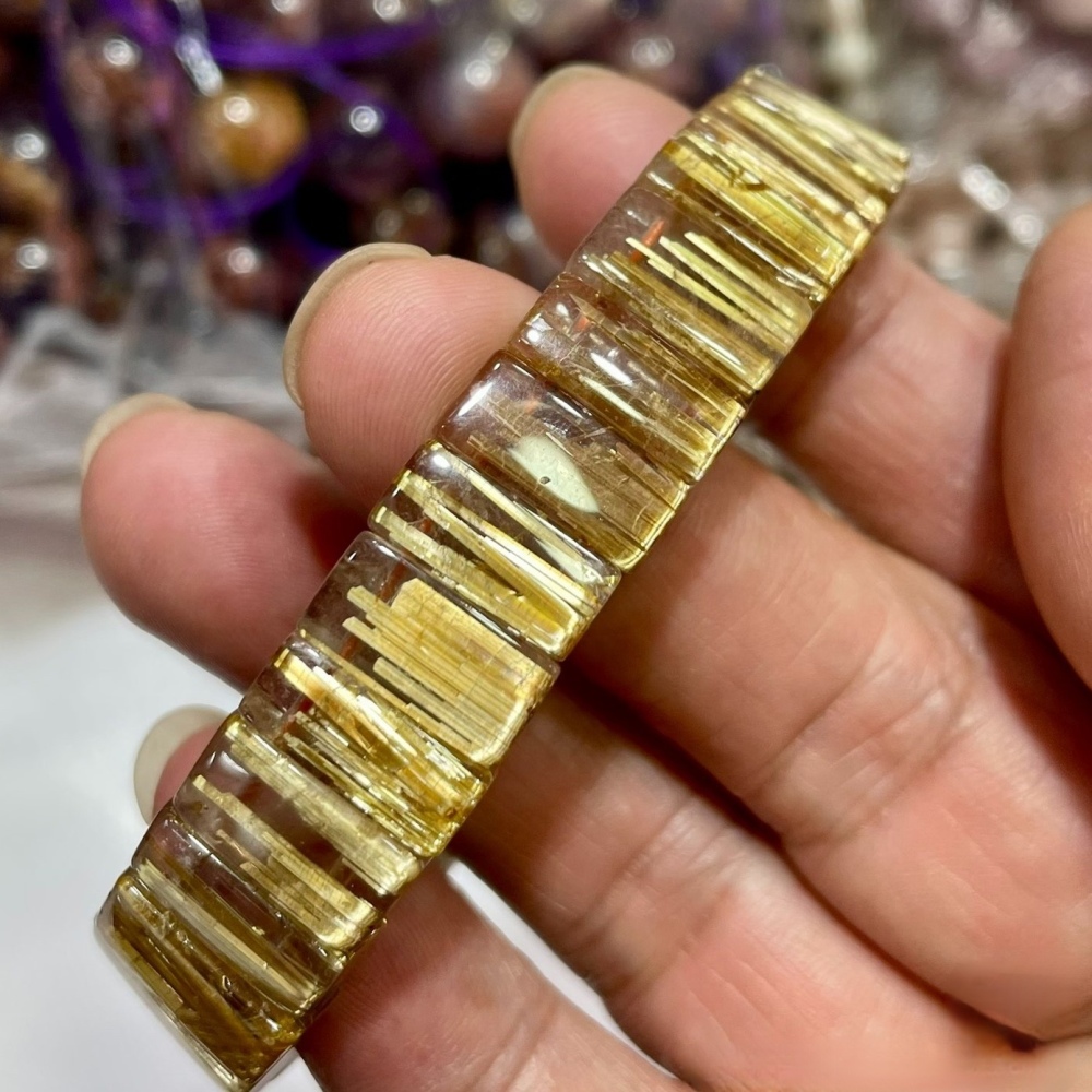 Gold Rultilated Quartz Bracelet,Healing Crystal Gemstone Bracelet For Men,Healing gemstone bracelet for women,Gemstone Jewelry gift