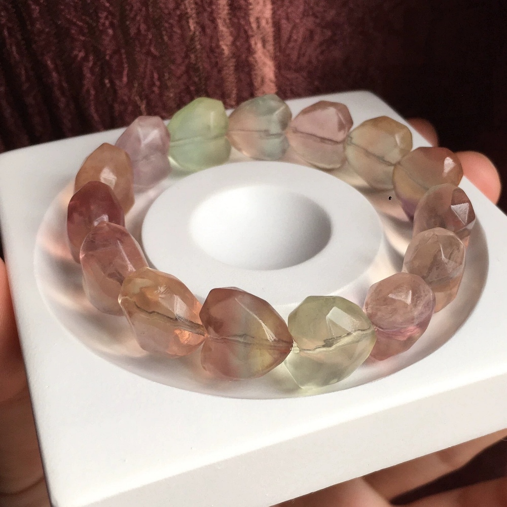 Heart Fluorite Bracelet,Healing Gemstone Bracelet For Women,Girl Bracelet ,Gift for Her