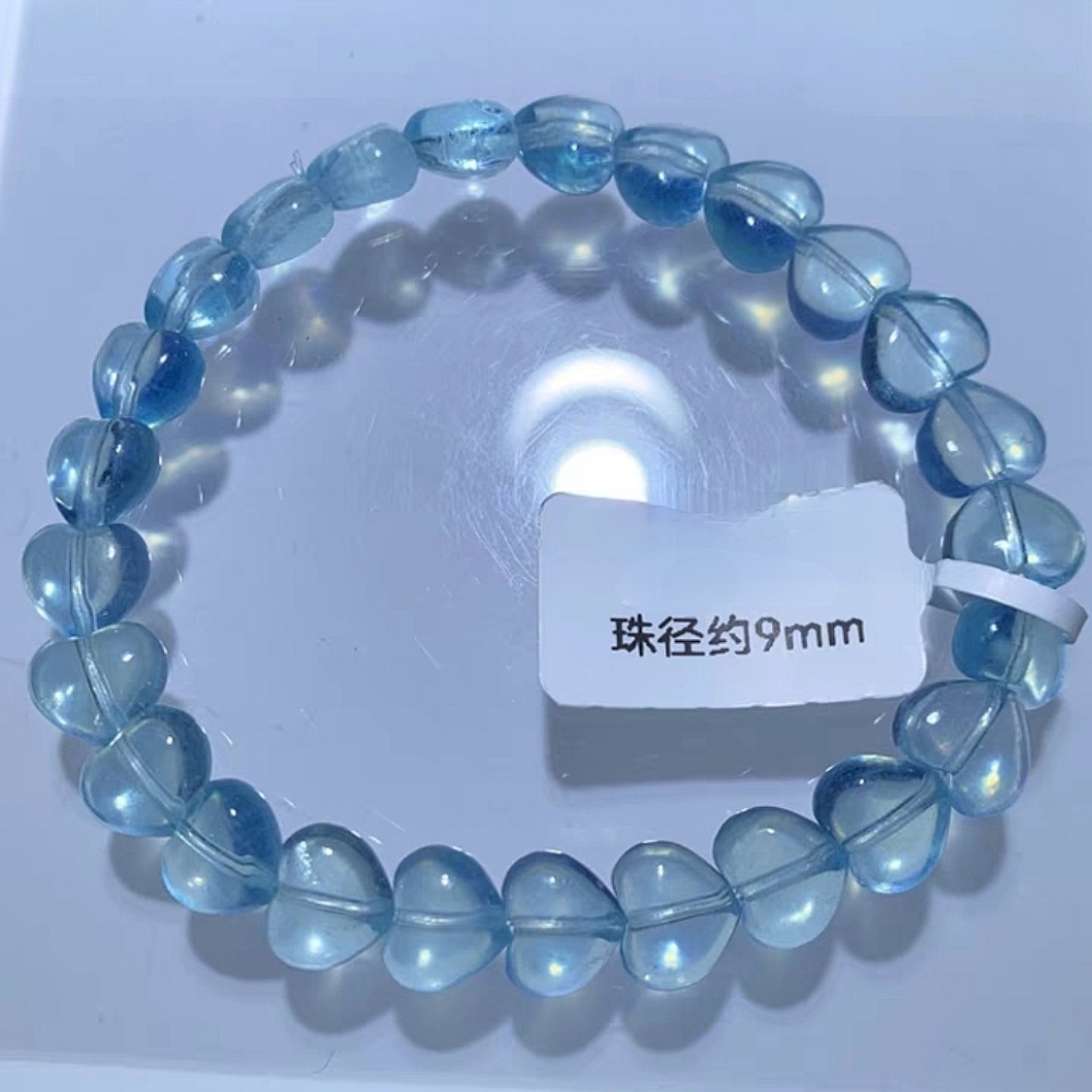 Blue Aquamarine Bracelet,Heart Gemstone Bracelet, Healing Gemstone Bracelet for women,Natural Lover's Gift