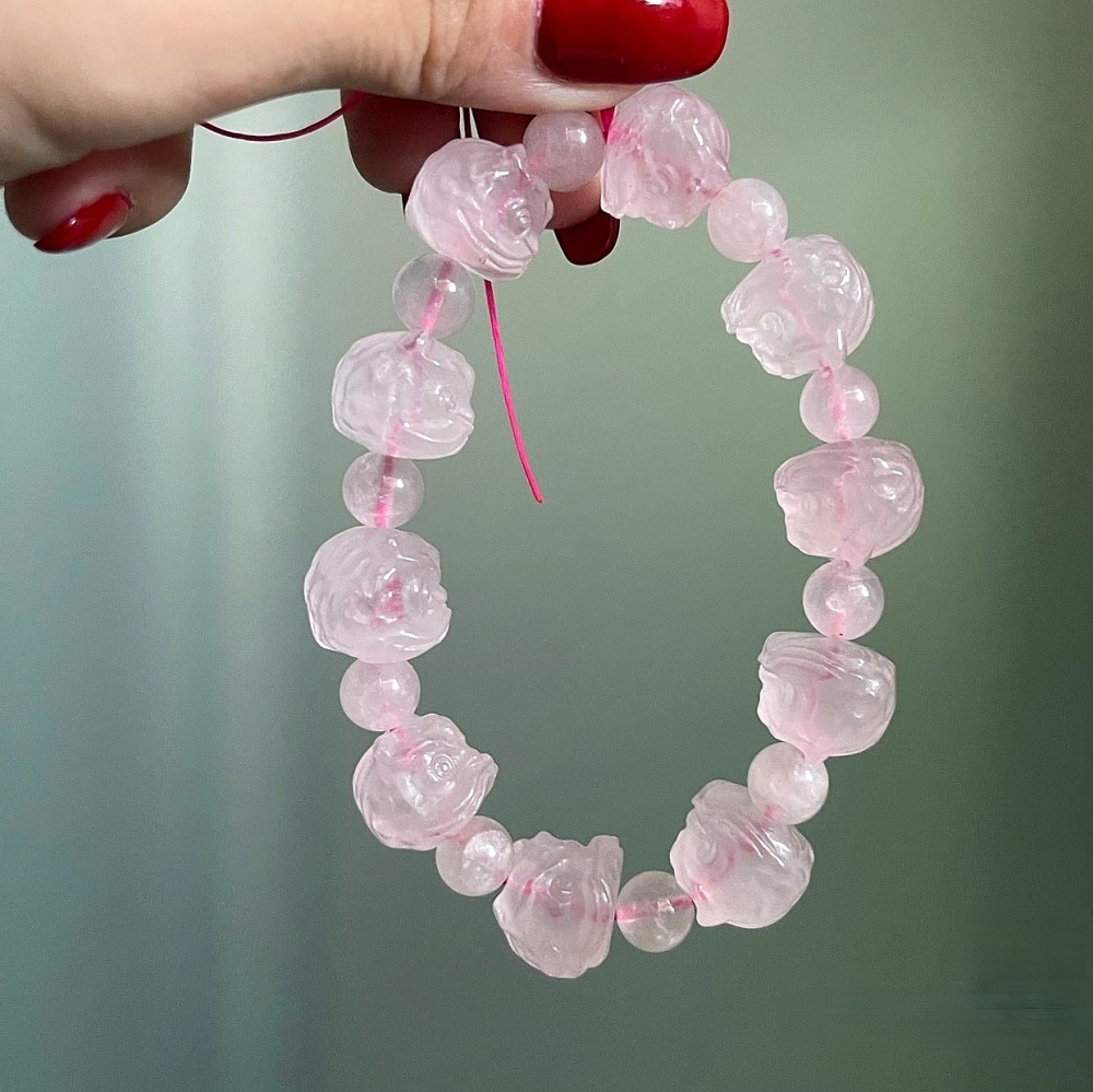 Pink Quartz Bracelet, Bracelet For Women,Dancing Lion Bracelet, Love,Good Lucky