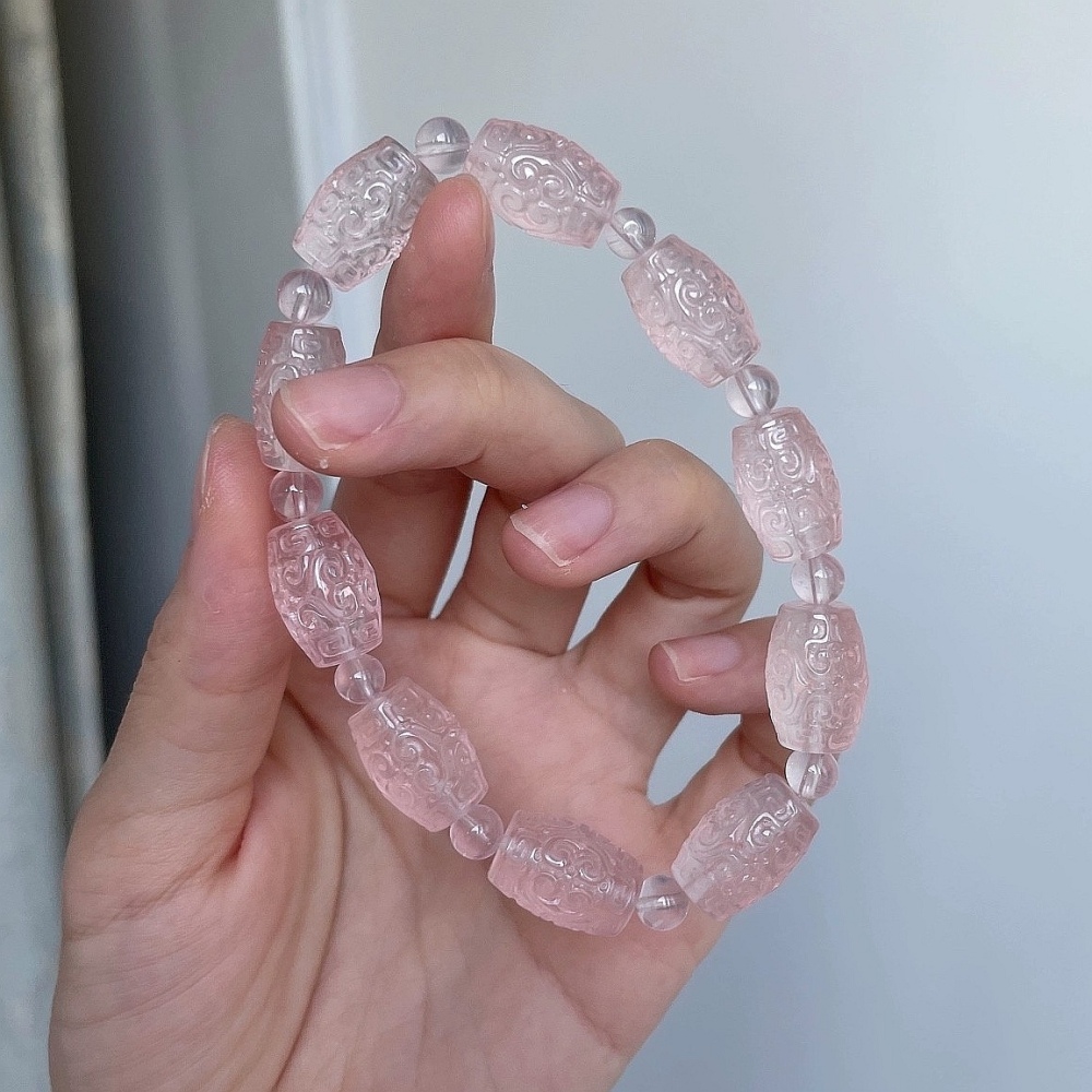 Pink Quartz Bracelet, Natural Gemstone Bracelet For Women, Love,Good Lucky,Gift for