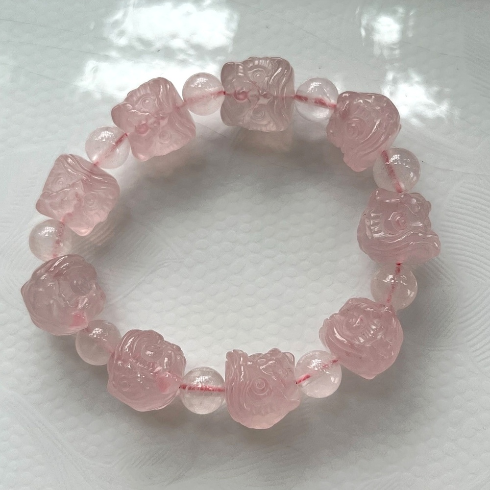 Pink Quartz Bracelet, Bracelet For Women,Dancing Lion Bracelet, Love,Good Lucky