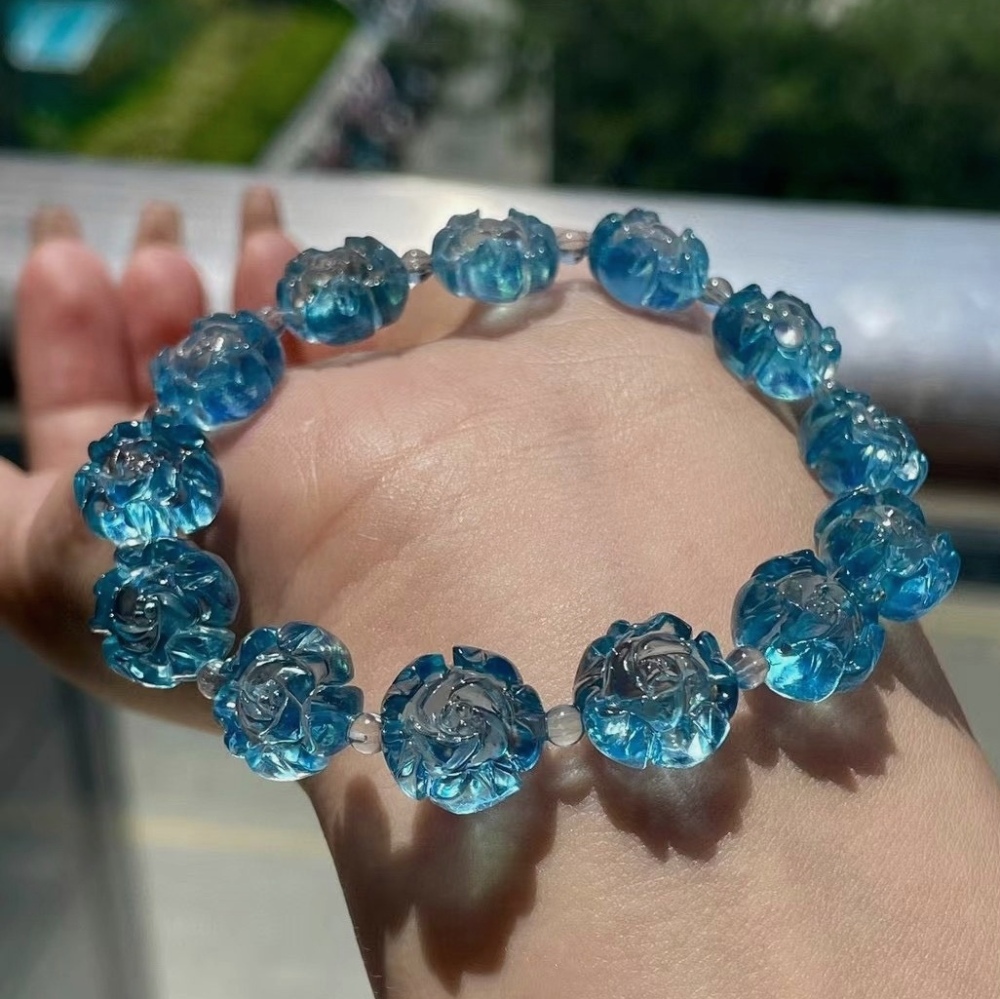Inspiration Aquamarine Bracelet,Relaxing And Peaceful Mind Gemstone Bracelet, Healing Gemstone Bracelet for women