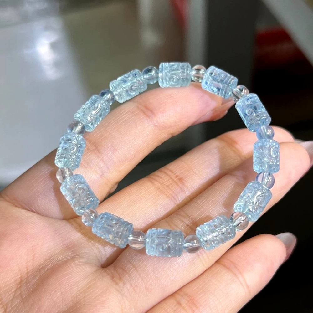 Clear Blue Aquamarine Bracelet,Inspired For Creative Gemstone Bracelet, Healing Gemstone Bracelet for women