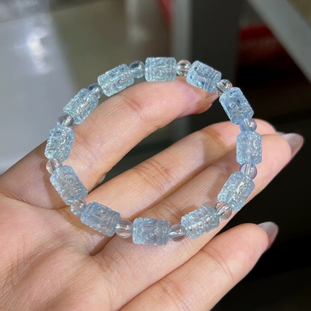 Clear Blue Aquamarine Bracelet,Inspired For Creative Gemstone Bracelet, Healing Gemstone Bracelet for women