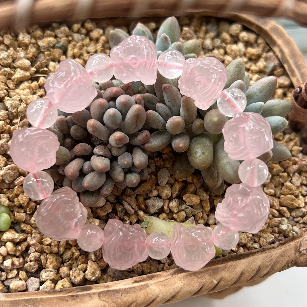 Pink Quartz Bracelet, Bracelet For Women,Dancing Lion Bracelet, Love,Good Lucky