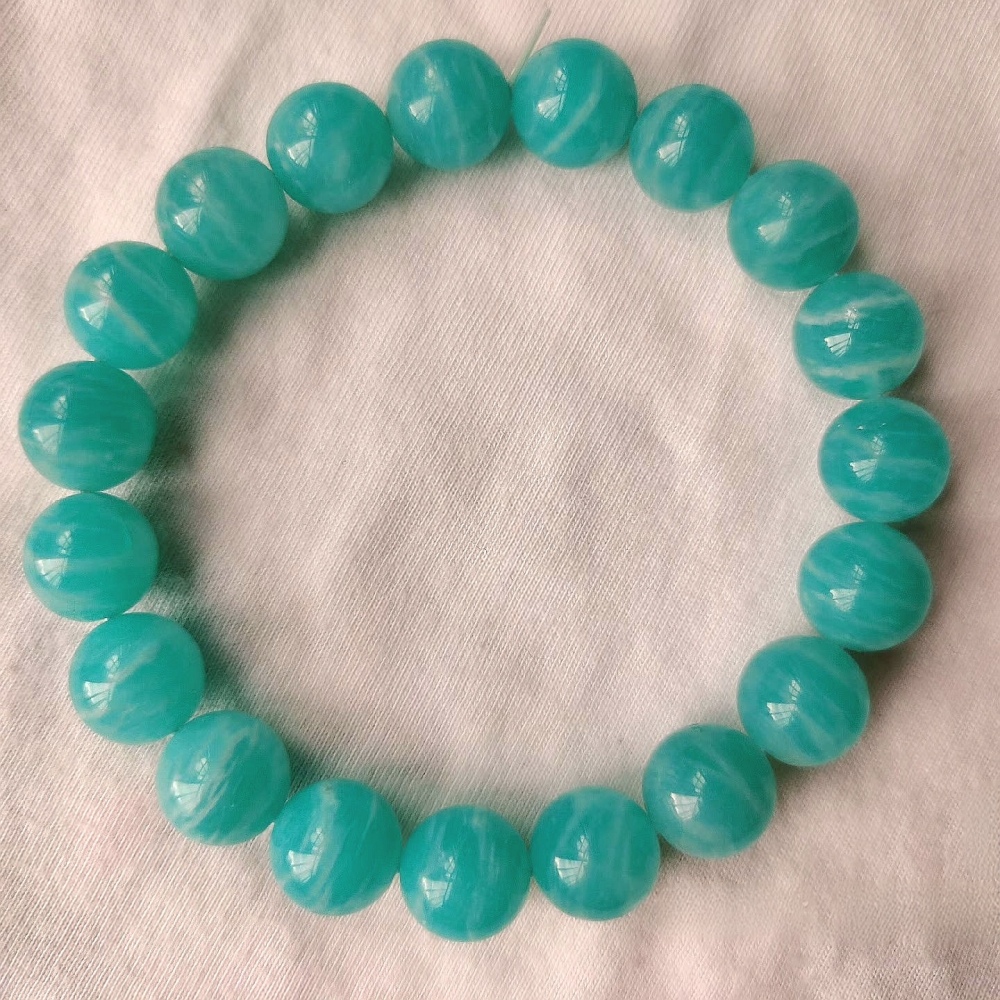 Natural Amazonite Bracelet, Confidentce And Wisdom Gemstone Bracelet,Amazonite Jewelry Gift-10.7mm