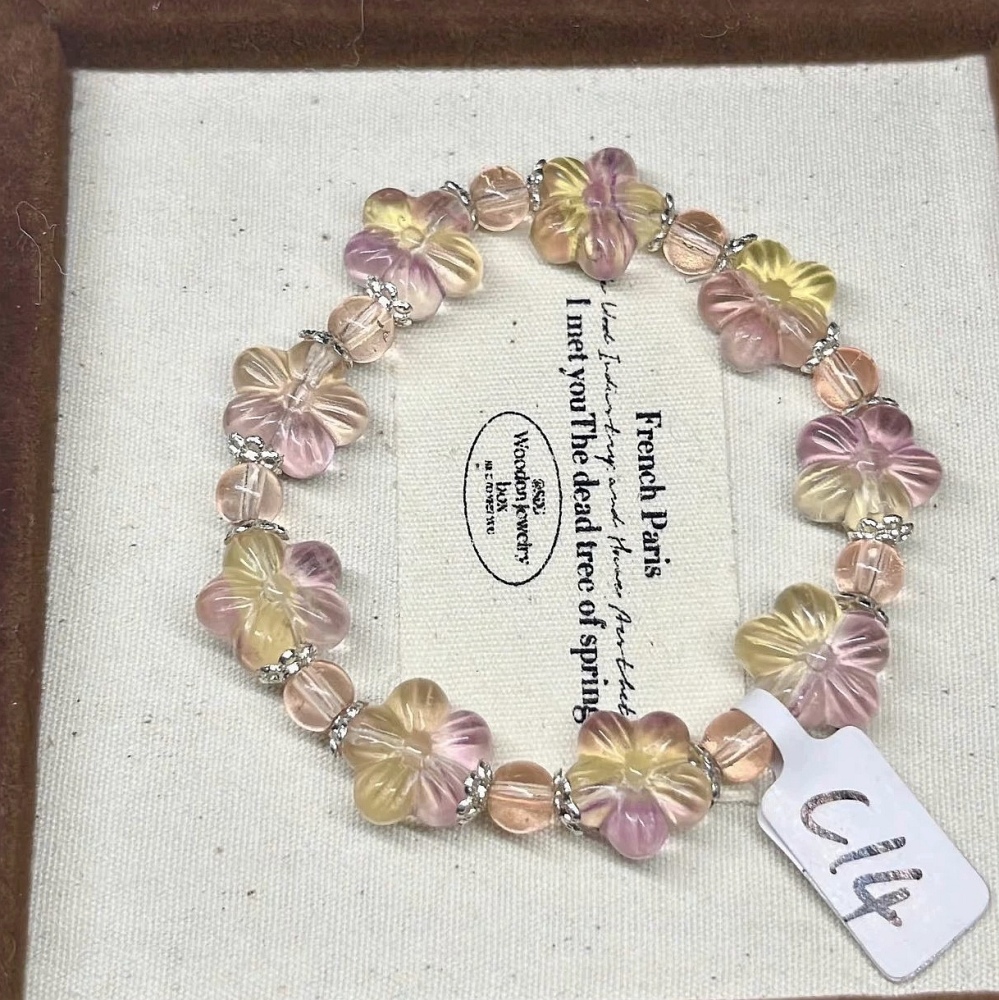 Flower Gemstone bracelet For Women,Natural Fluorite Bracelet ,girl bracelet ,Gift for her