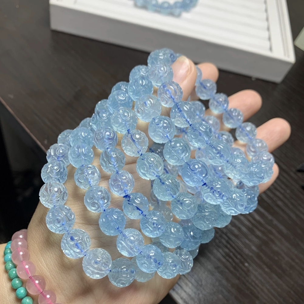 Blue Aquamarine Bracelet,Relax Gemstone Bracelet,Men Bracelet, Healing Gemstone Bracelet for women- 10mm