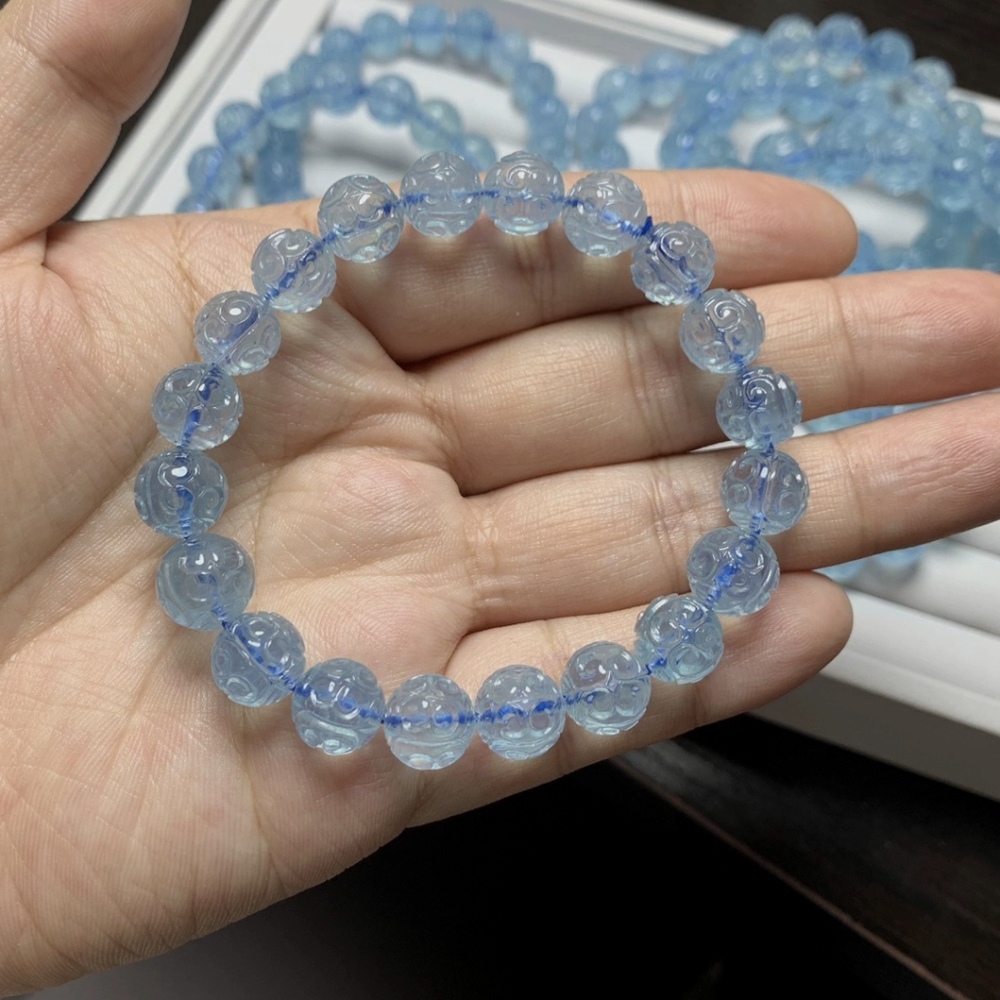 Blue Aquamarine Bracelet,Relax Gemstone Bracelet,Men Bracelet, Healing Gemstone Bracelet for women- 10mm