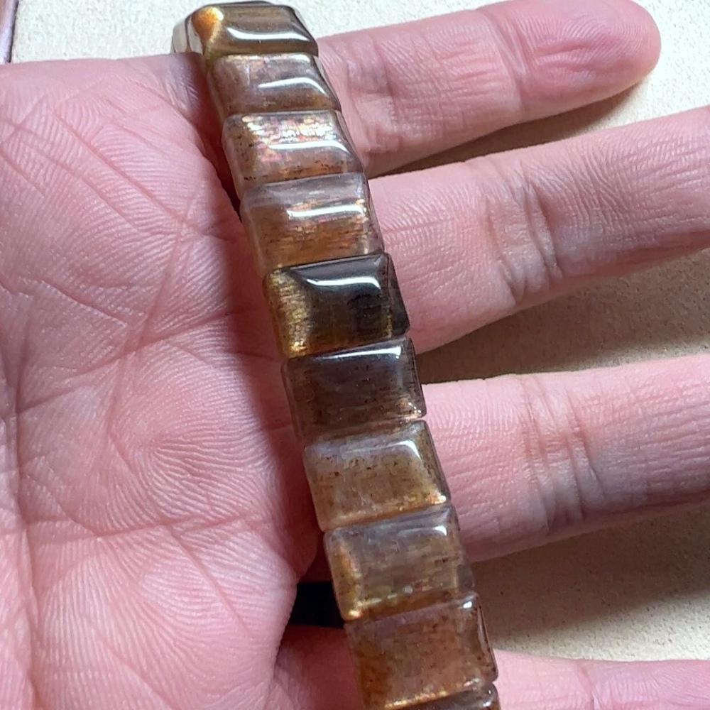 Orange Bone Sunstone Bracelet, Sunstone Bangle Bracelet,Natural Gemstone Lover's Gift, bracelet For Women