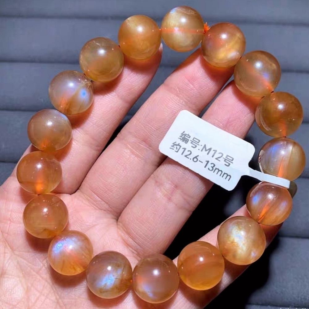 Genuine Andesine Bracelet, Genuine Gemstone Bracelet,Gift Bracelet for women,Men Bracelet Jewelry, gift For Her -13mm,13.4g