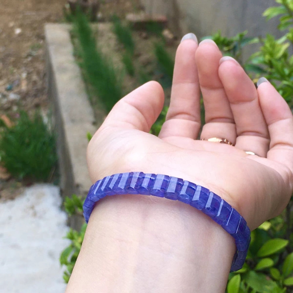 Genuine Tanzanite Bracelet,Luxury Gemstone Bracelet,Precious Stone With Balance And Harmonious Energy,Jewelry gift For Her -7.8mm,13.4g