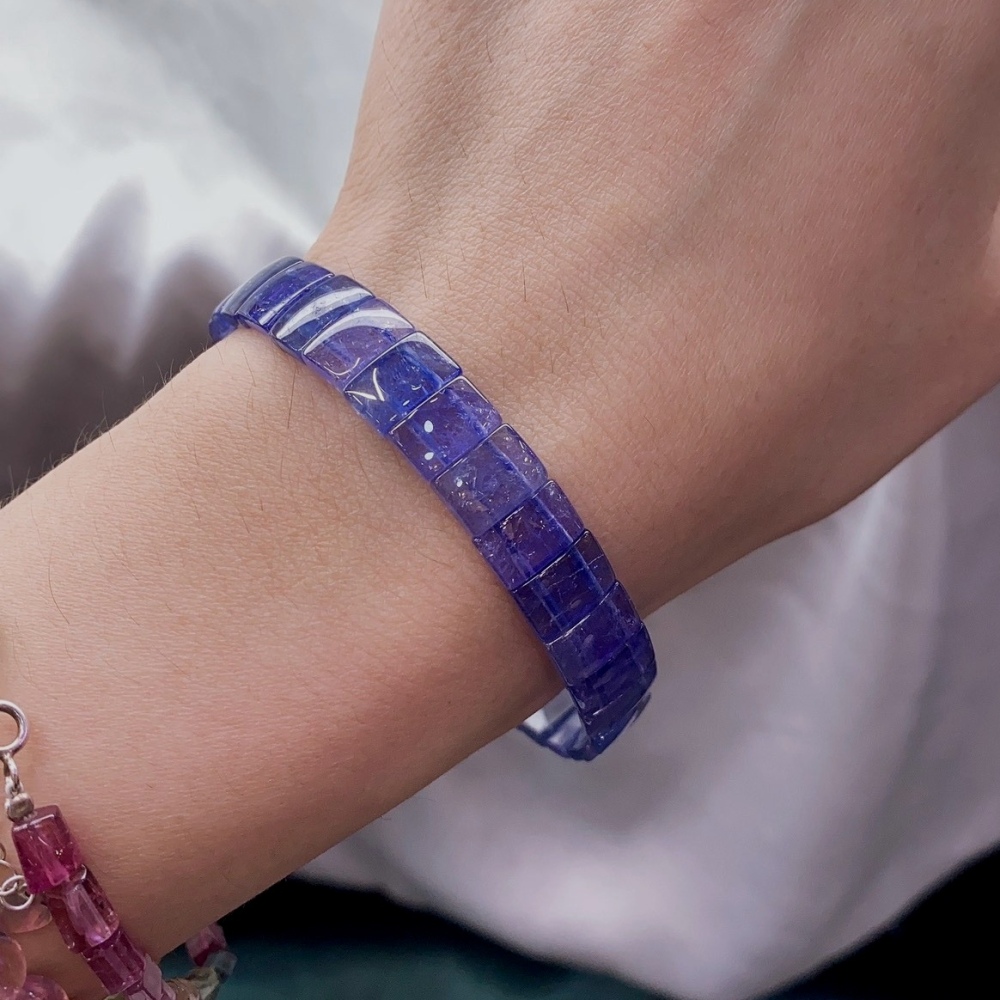 Genuine Tanzanite Bracelet,Luxury Gemstone Bracelet,Precious Stone With Balance And Harmonious Energy,Jewelry gift For Her -9.3mm