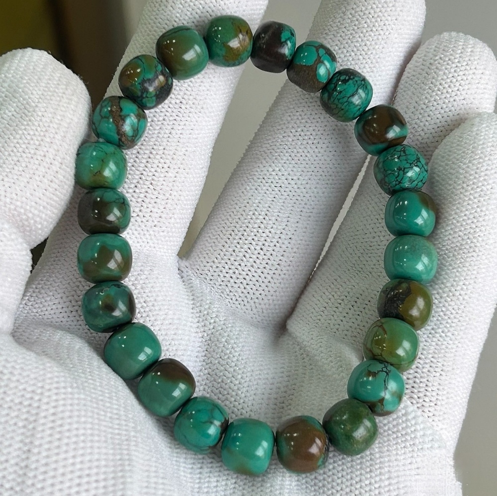 Natural Green Turquoise Bracelet,Gemstone Lover Jewelry Gift For Her,Men bracelet gift -8.7mm
