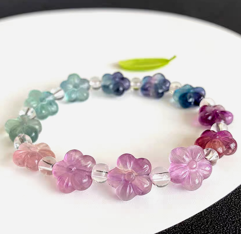 Flower Gemstone bracelet For Women,Natural Fluorite Bracelet ,girl bracelet Jewelry gift for her
