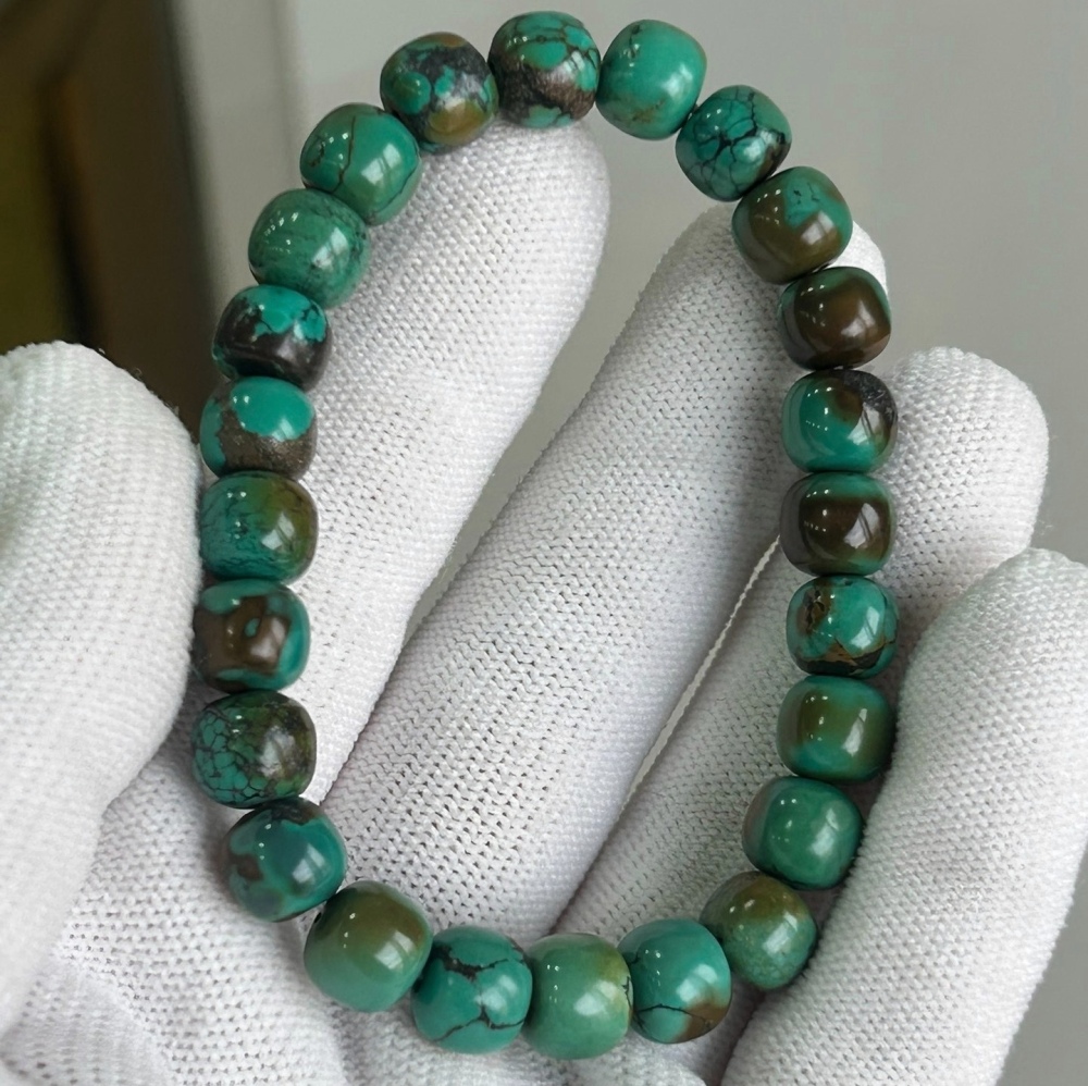 Natural Green Turquoise Bracelet,Gemstone Lover Jewelry Gift For Her,Men bracelet gift -8.7mm