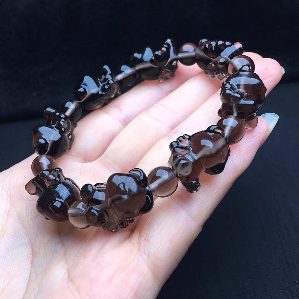 Smoky Quartz Bear Bracelet, Natural Gemstone Bracelet For Girl, Women Bracelet,Good Lucky Special Gift for Her