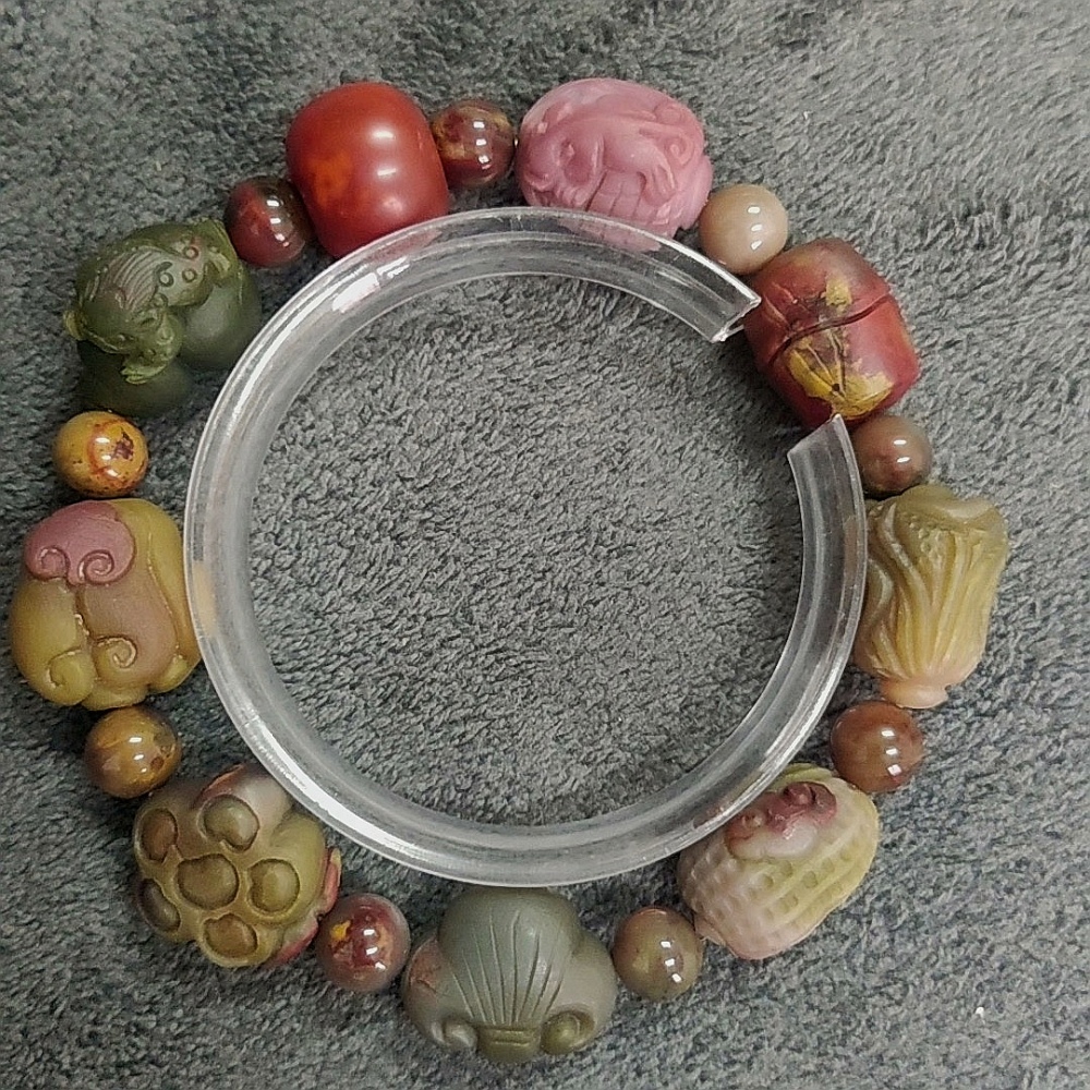 Yanyuan Agate Eight Treasures Bracelet, Fruits theme Gemstone bracelet For Women,One of a kind jewelry,Luxury gift for Her