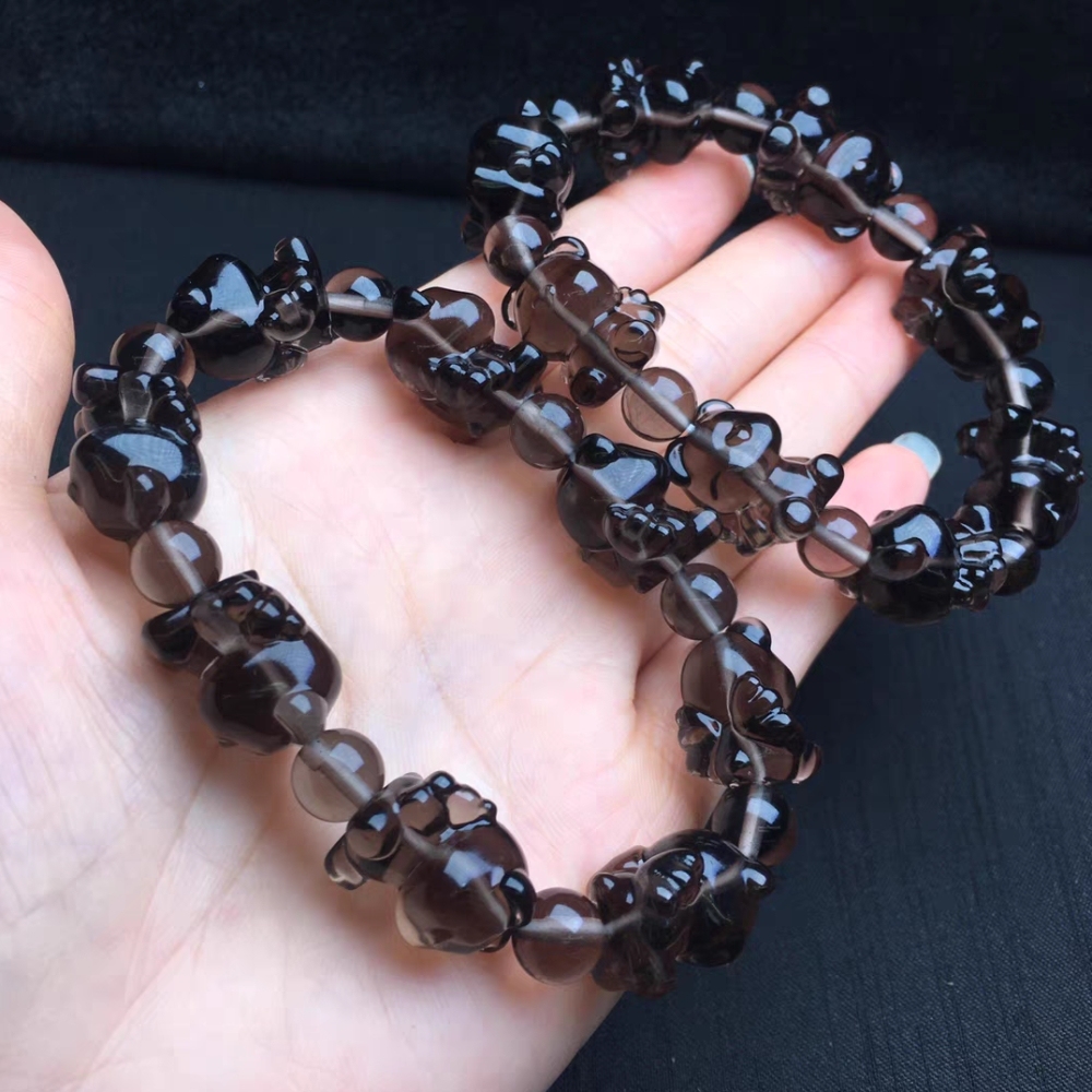 Smoky Quartz Bear Bracelet, Natural Gemstone Bracelet For Girl, Women Bracelet,Good Lucky Special Gift for Her