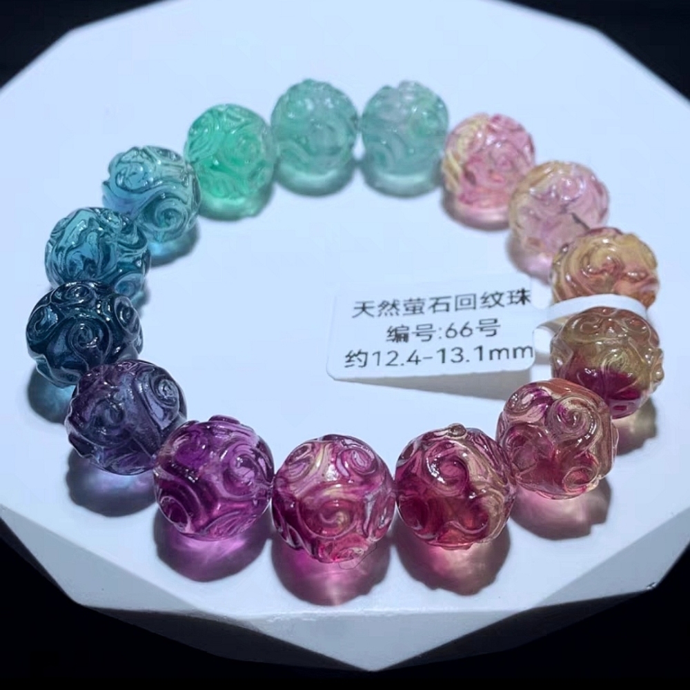 Rainbow Fluorite Bracelet,Exquisite Carved Gemstone Bracelet For Women,Girl Bracelet ,Gift for Her