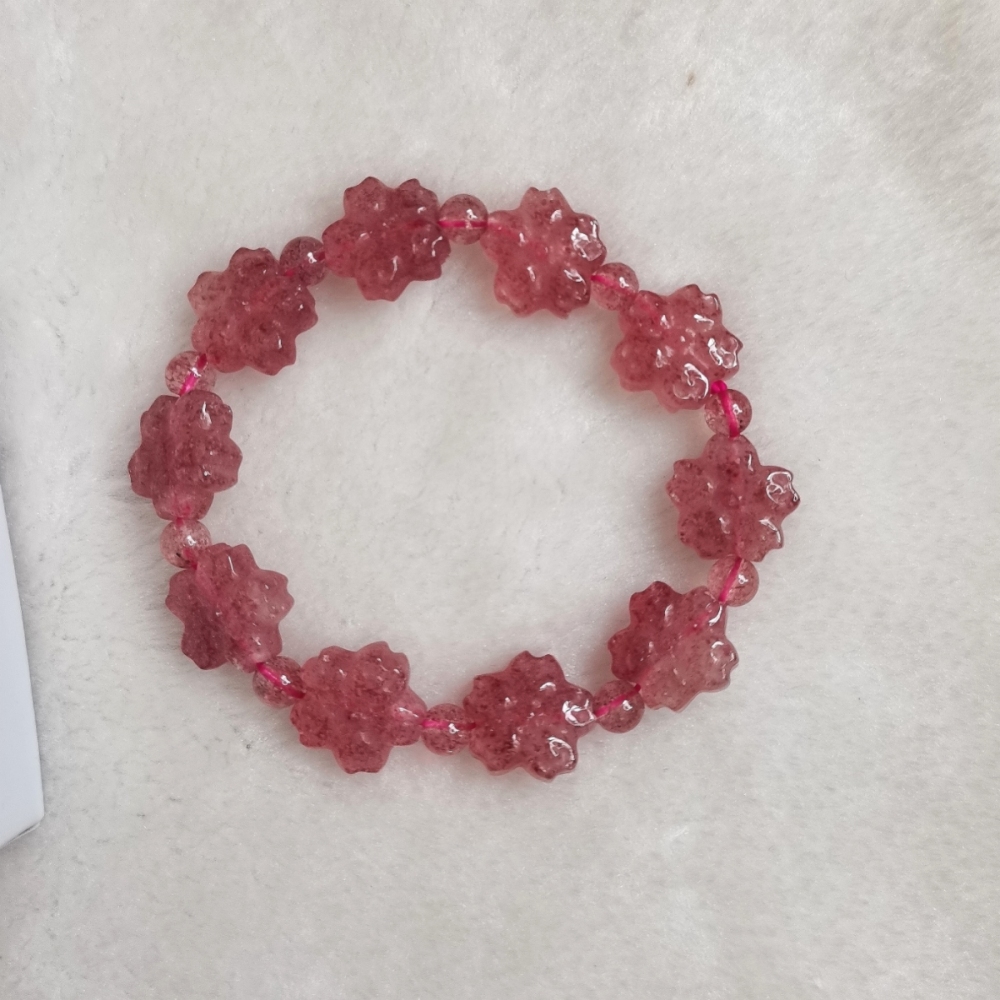 Strawberry Quartz blossom Bracelet, Natural Gemstone Bracelet For Women,Girl Bracelet Love,Good Lucky, Gift Idea for Her