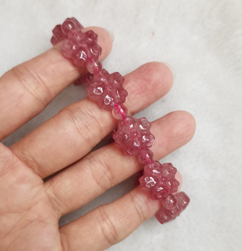 Strawberry Quartz blossom Bracelet, Natural Gemstone Bracelet For Women,Girl Bracelet Love,Good Lucky, Gift Idea for Her